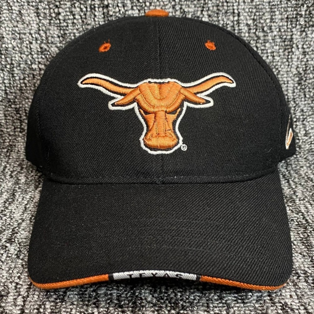 Vtg Zephyr Texas Longhorns Strapback Hat Cap Black‎ Orange Hook Em Horns NCAA
